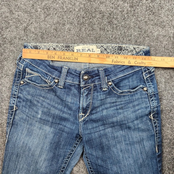 Ariat REAL Denim Jeans Womens 29R Blue Mid Rise Straight Leg Western Riding - Picture 6 of 10